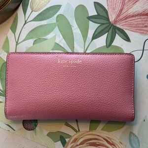 kate spade Pink Pebbled Leather Continental Wallet